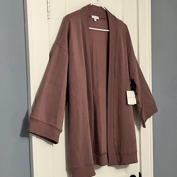 Beyond Yoga open cardigan in mauve NWT size medium wide sleeve cozy comfort - Picture 3 of 12